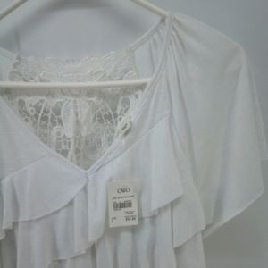NWT Cato Ruffle White Tier Shirt Top Early 2000's Style Crochet L